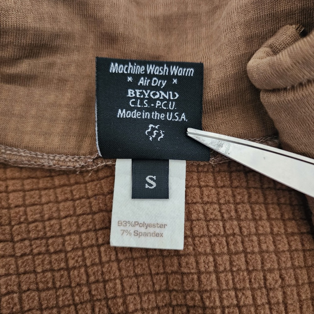 Beyond Clothing PCU Level 2 Grid Fleece Mens S Brown Excellent Quarter Zip Top - Picture 3 of 5